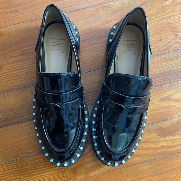 Branna Black Patent Platform Loafers With Pearl Detailing 6.5 - Picture 2 of 6